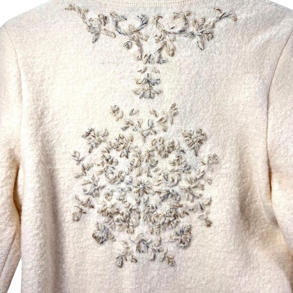 Coldwater Creek Wool Embroidered Jacket Boho Ornate Metal Clasps Ivory Womens S - Picture 4 of 14